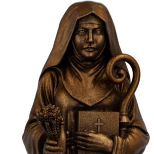 Imagem de Santa Hildegarda de Bingen - estátua (Cor Cobre Antigo)